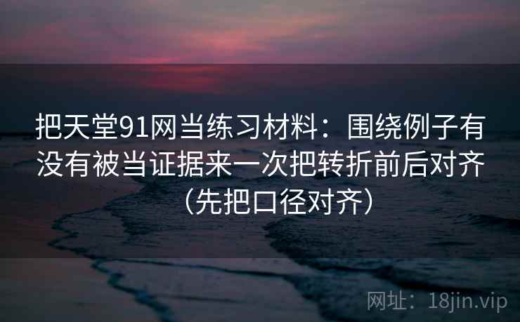 把天堂91网当练习材料：围绕例子有没有被当证据来一次把转折前后对齐（先把口径对齐）